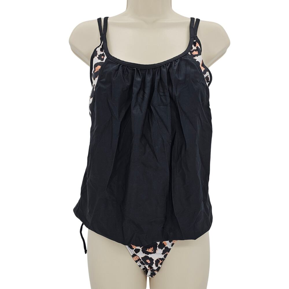 Zando Womans size XXXL 2 Piece Tankini Swimsuit Animal Print Black & Brown NWOT